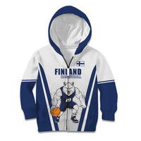 Finland Basketball Custom Kid Hoodie Wolf Mascot Dynamic Style - Wonder Print Shop