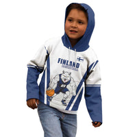 Finland Basketball Custom Kid Hoodie Wolf Mascot Dynamic Style - Wonder Print Shop