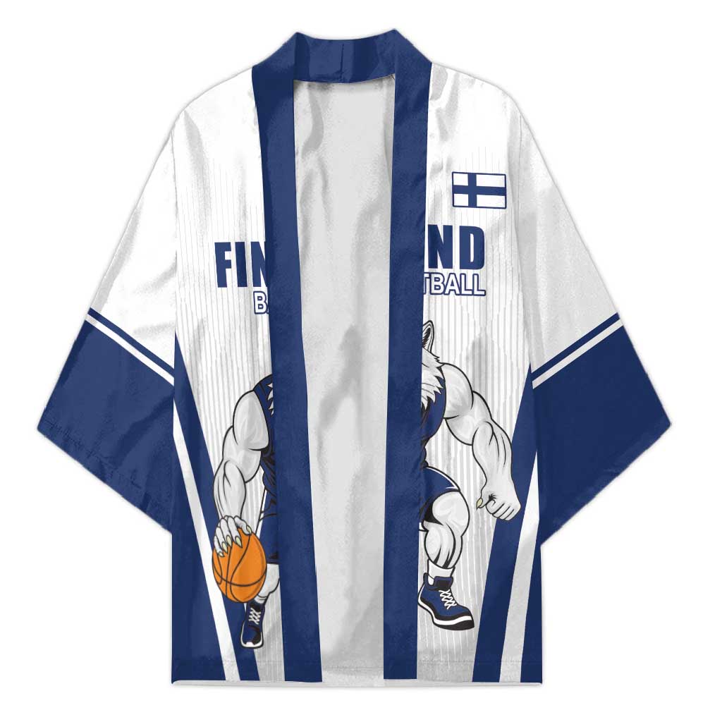 Finland Basketball Custom Kimono Wolf Mascot Dynamic Style - Wonder Print Shop