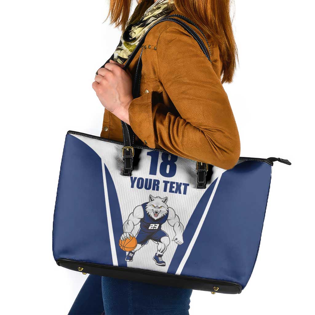 Finland Basketball Custom Leather Tote Bag Wolf Mascot Dynamic Style - Wonder Print Shop