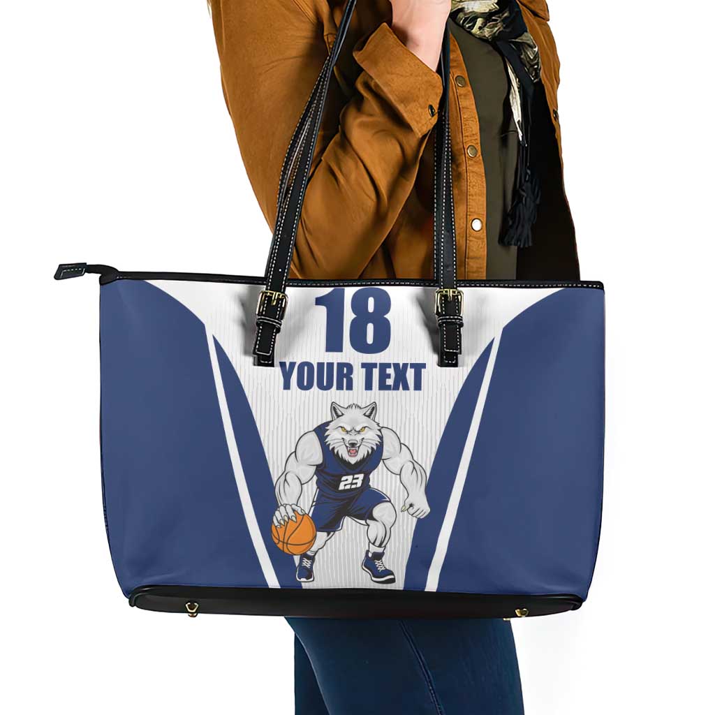 Finland Basketball Custom Leather Tote Bag Wolf Mascot Dynamic Style - Wonder Print Shop