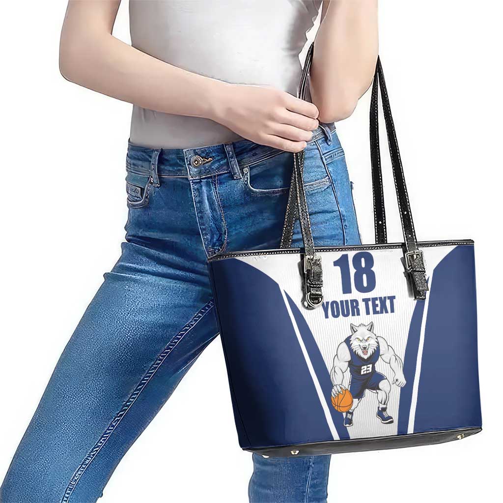 Finland Basketball Custom Leather Tote Bag Wolf Mascot Dynamic Style - Wonder Print Shop