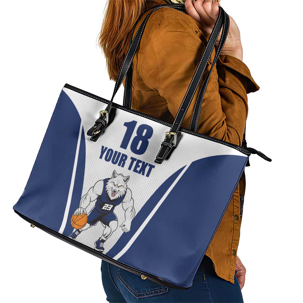 Finland Basketball Custom Leather Tote Bag Wolf Mascot Dynamic Style - Wonder Print Shop