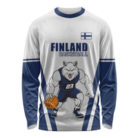 Finland Basketball Custom Long Sleeve Shirt Wolf Mascot Dynamic Style - Wonder Print Shop