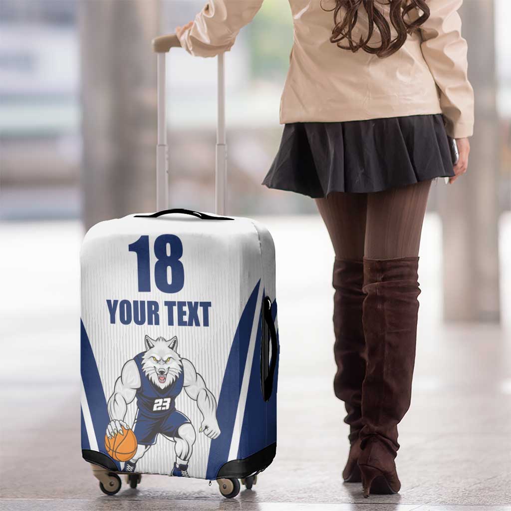 Finland Basketball Custom Luggage Cover Wolf Mascot Dynamic Style - Wonder Print Shop