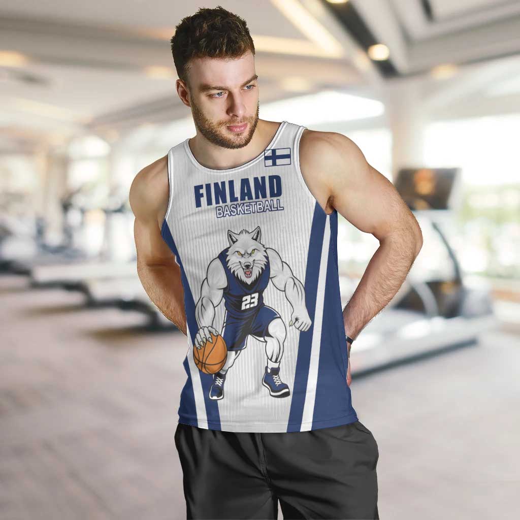 Finland Basketball Custom Men Tank Top Wolf Mascot Dynamic Style - Wonder Print Shop