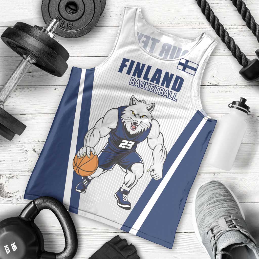 Finland Basketball Custom Men Tank Top Wolf Mascot Dynamic Style - Wonder Print Shop