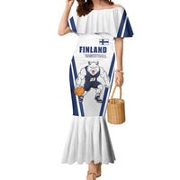 Finland Basketball Custom Mermaid Dress Wolf Mascot Dynamic Style - Wonder Print Shop