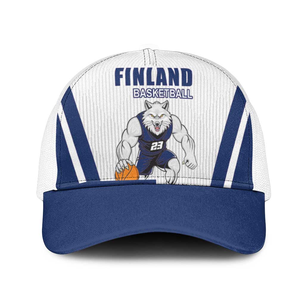 Finland Basketball Mesh Trucker Cap Wolf Mascot Dynamic Style - Wonder Print Shop