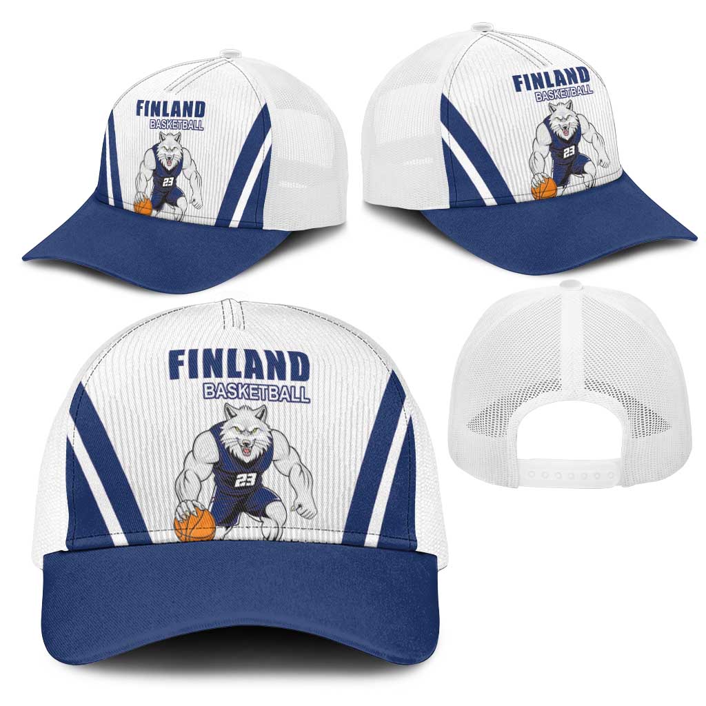 Finland Basketball Mesh Trucker Cap Wolf Mascot Dynamic Style - Wonder Print Shop