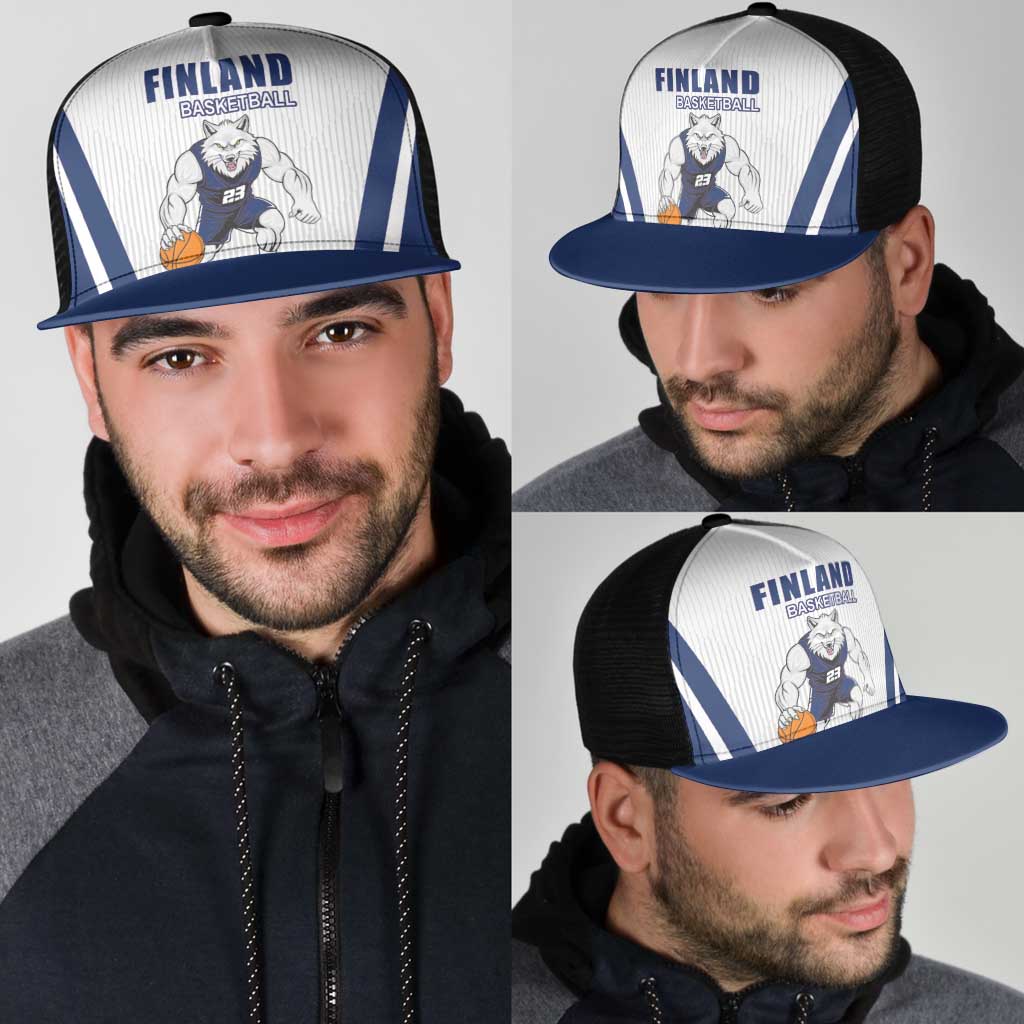 Finland Basketball Mesh Trucker Cap Wolf Mascot Dynamic Style - Wonder Print Shop
