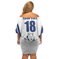 Finland Basketball Custom Off Shoulder Short Dress Wolf Mascot Dynamic Style - Wonder Print Shop