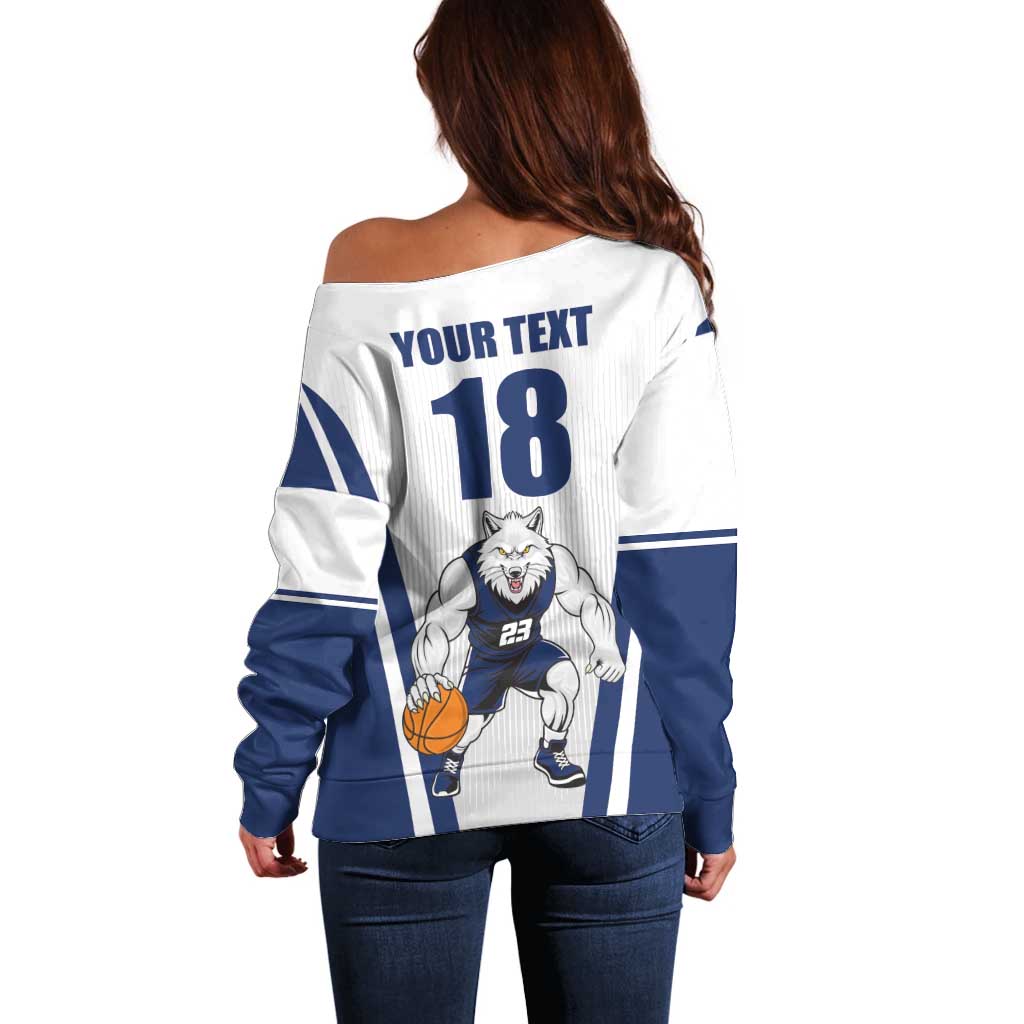 Finland Basketball Custom Off Shoulder Sweater Wolf Mascot Dynamic Style - Wonder Print Shop