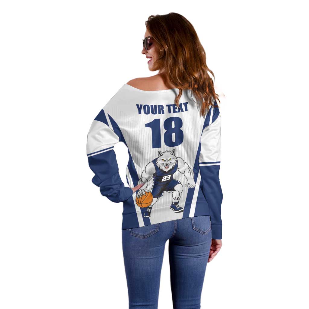 Finland Basketball Custom Off Shoulder Sweater Wolf Mascot Dynamic Style - Wonder Print Shop