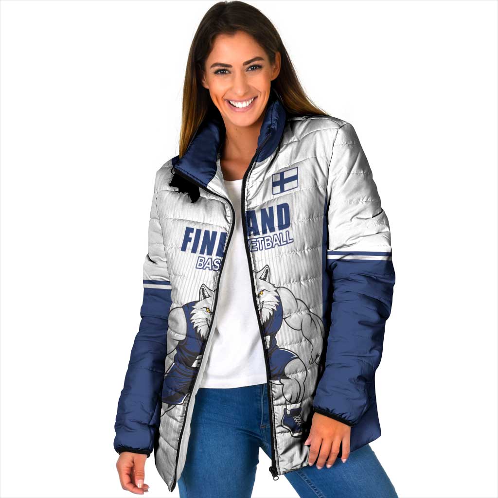 Finland Basketball Custom Padded Jacket Wolf Mascot Dynamic Style - Wonder Print Shop