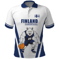 Finland Basketball Custom Polo Shirt Wolf Mascot Dynamic Style - Wonder Print Shop