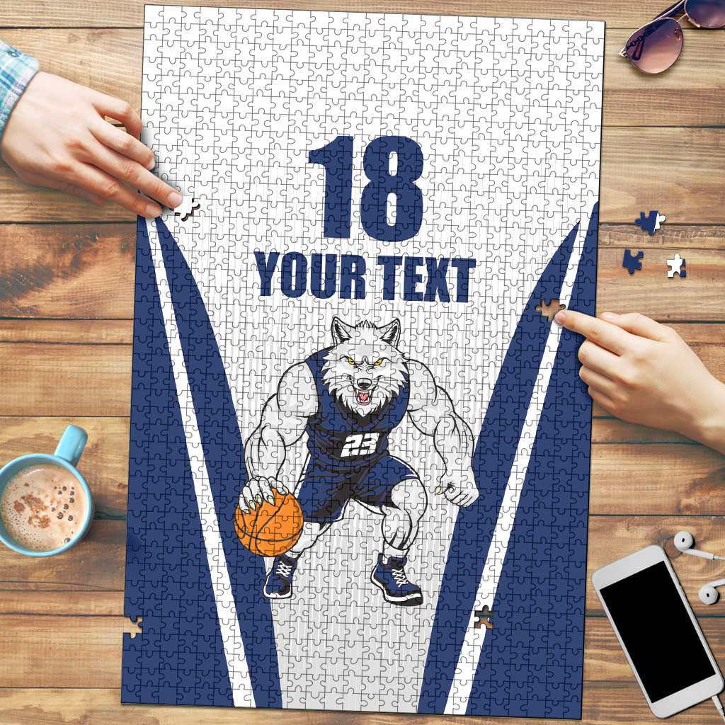 Finland Basketball Custom Puzzle Wolf Mascot Dynamic Style - Wonder Print Shop
