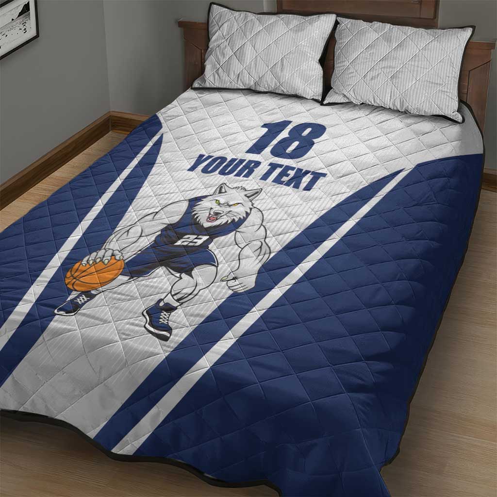 Finland Basketball Custom Quilt Bed Set Wolf Mascot Dynamic Style - Wonder Print Shop