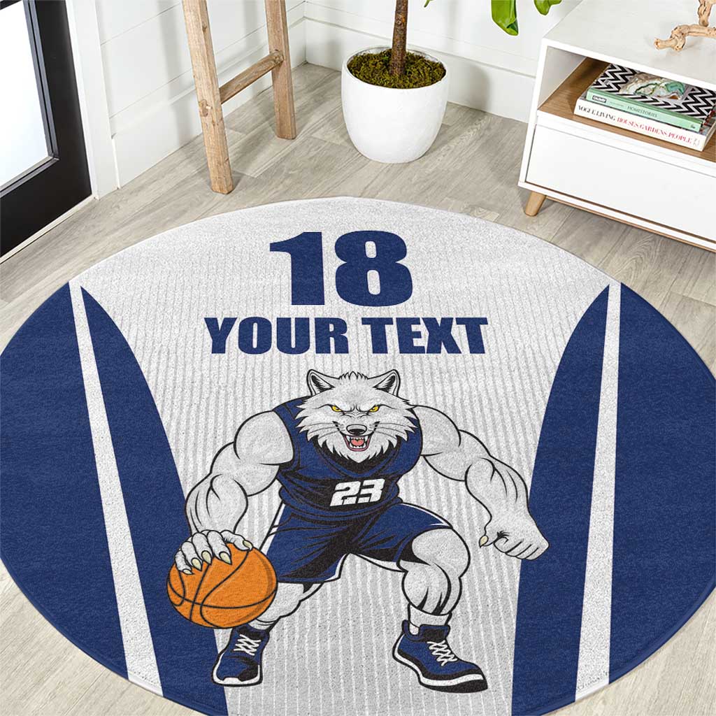 Finland Basketball Custom Round Carpet Wolf Mascot Dynamic Style - Wonder Print Shop