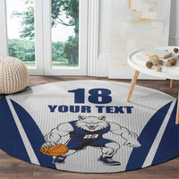 Finland Basketball Custom Round Carpet Wolf Mascot Dynamic Style - Wonder Print Shop