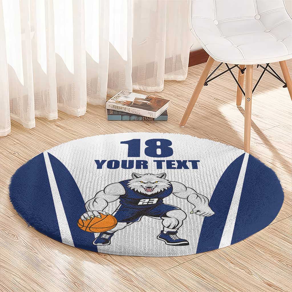 Finland Basketball Custom Round Carpet Wolf Mascot Dynamic Style - Wonder Print Shop