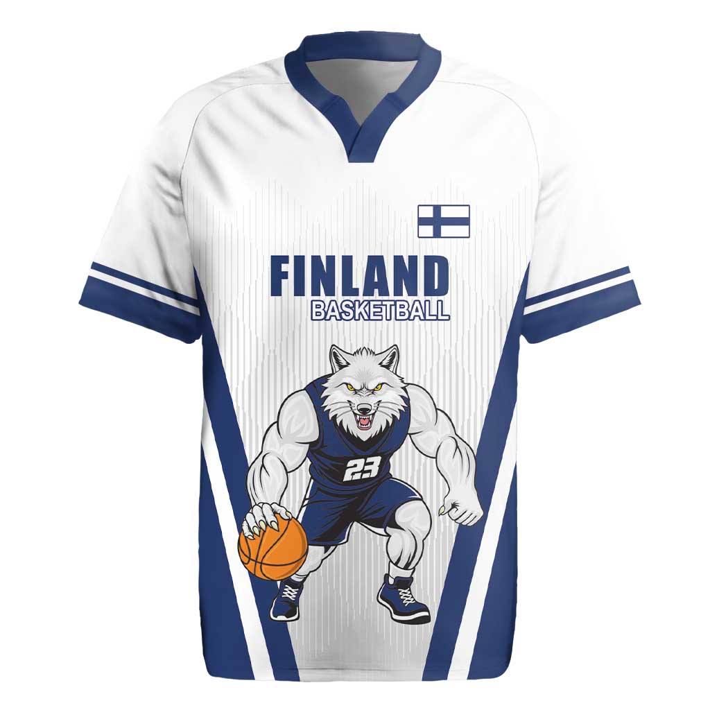 Finland Basketball Custom Rugby Jersey Wolf Mascot Dynamic Style - Wonder Print Shop