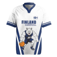 Finland Basketball Custom Rugby Jersey Wolf Mascot Dynamic Style - Wonder Print Shop