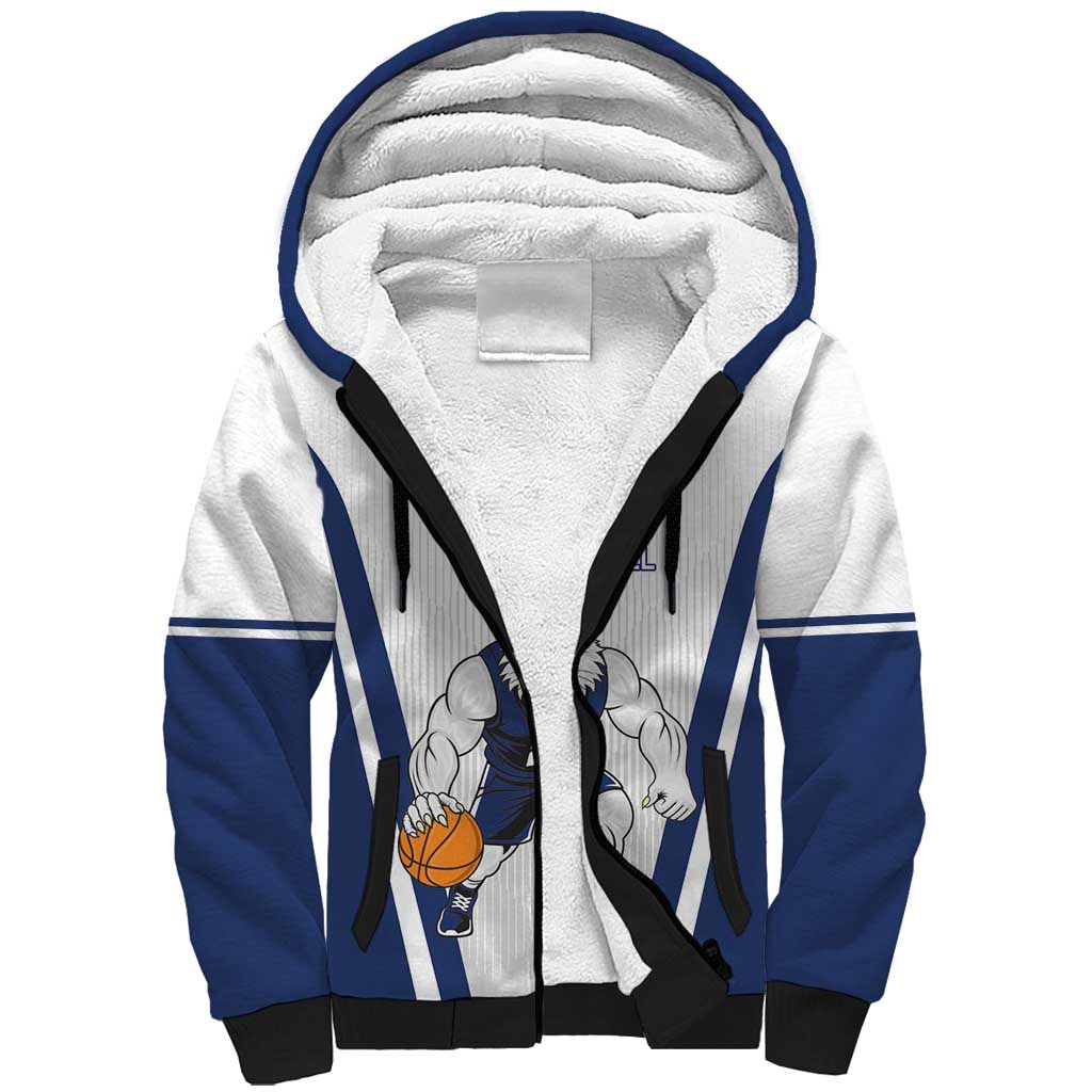 Finland Basketball Custom Sherpa Hoodie Wolf Mascot Dynamic Style - Wonder Print Shop