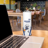 Finland Basketball Custom Skinny Tumbler Wolf Mascot Dynamic Style - Wonder Print Shop