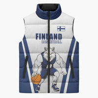 Finland Basketball Custom Sleeveless Puffer Jacket Wolf Mascot Dynamic Style - Wonder Print Shop