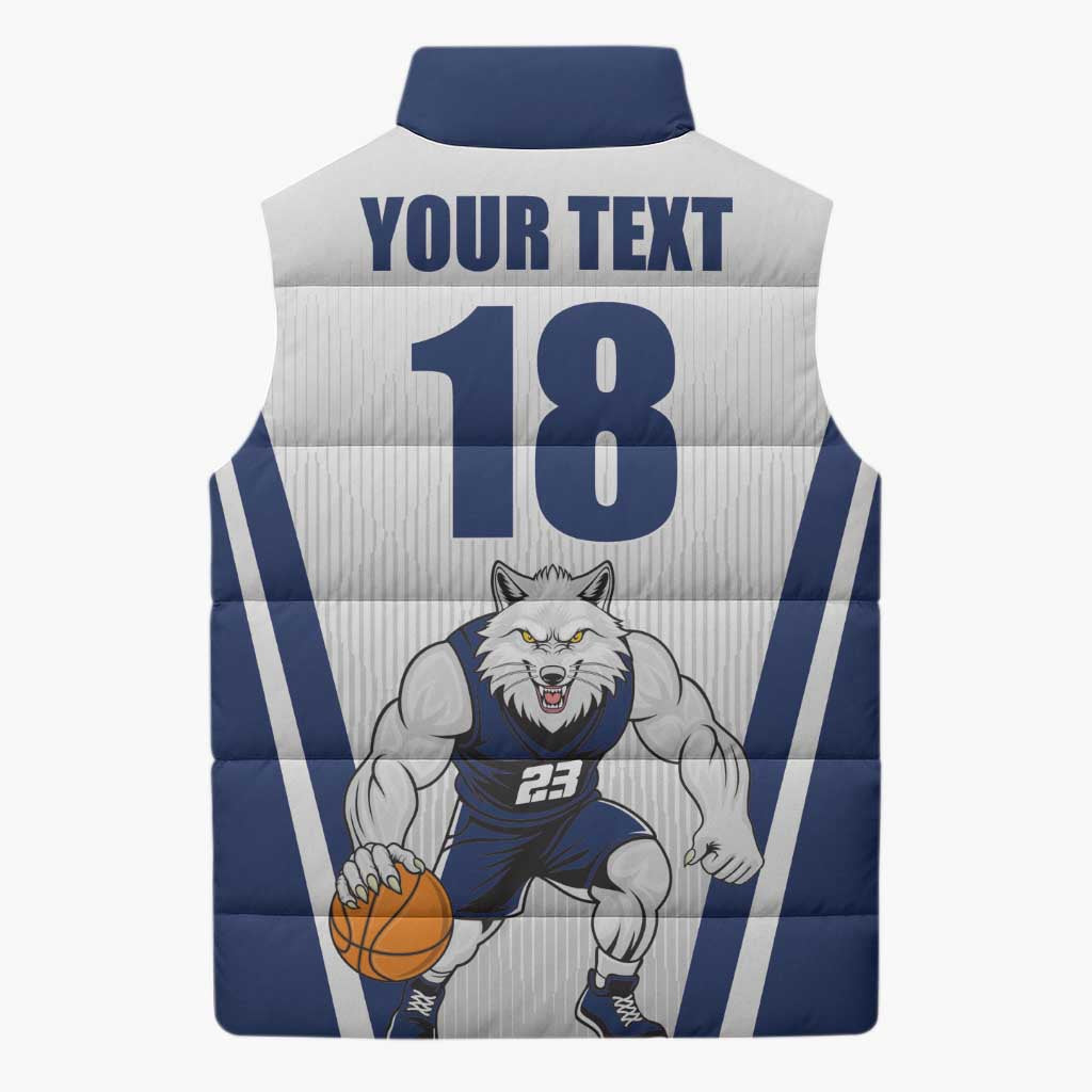 Finland Basketball Custom Sleeveless Puffer Jacket Wolf Mascot Dynamic Style - Wonder Print Shop