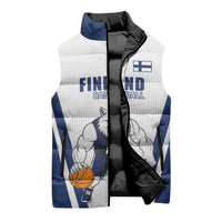 Finland Basketball Custom Sleeveless Puffer Jacket Wolf Mascot Dynamic Style - Wonder Print Shop