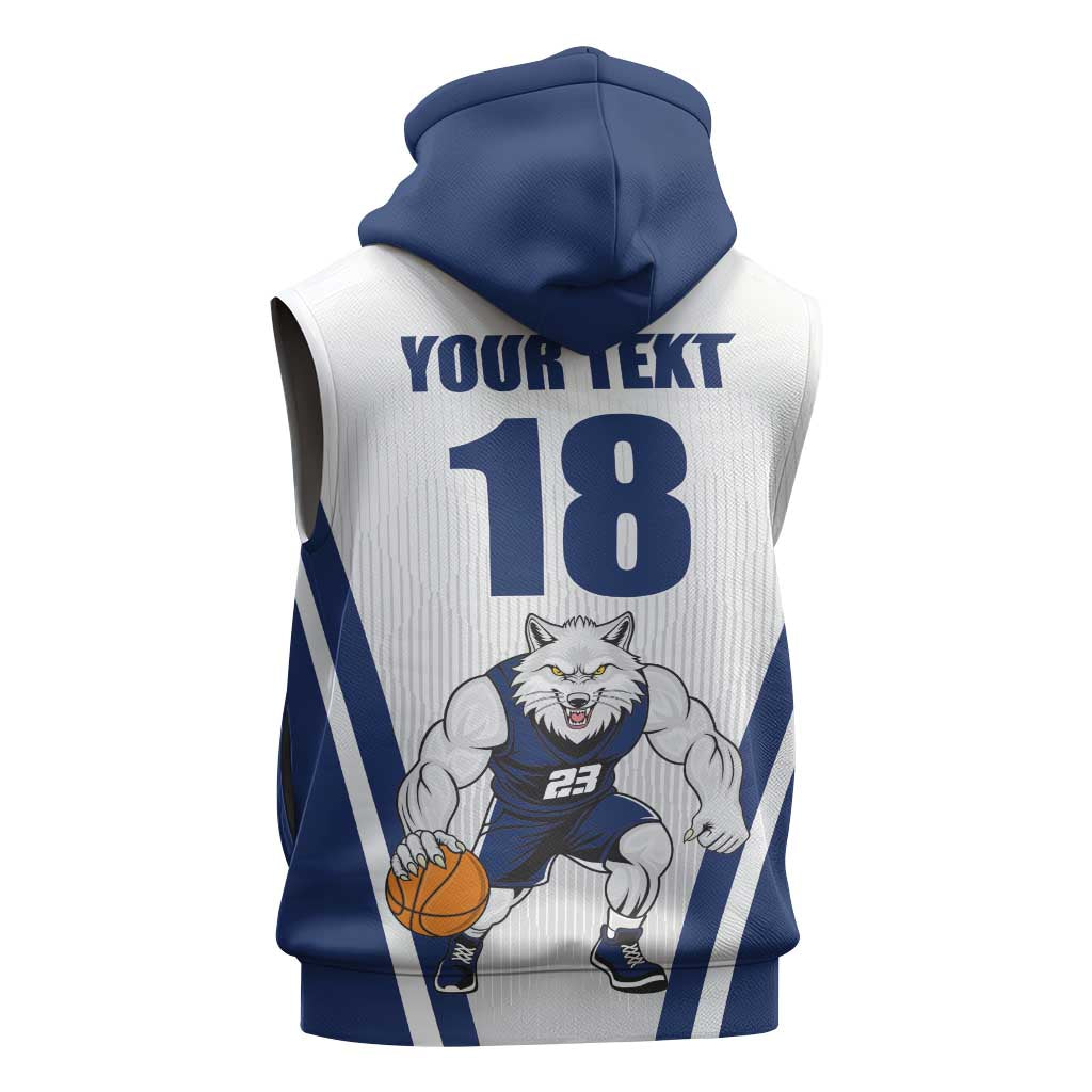 Finland Basketball Custom Sleeveless Zip Hoodie Wolf Mascot Dynamic Style - Wonder Print Shop