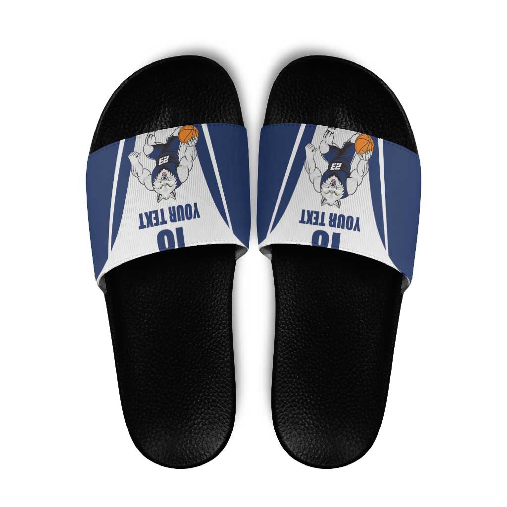 Finland Basketball Custom Slide Sandals Wolf Mascot Dynamic Style - Wonder Print Shop