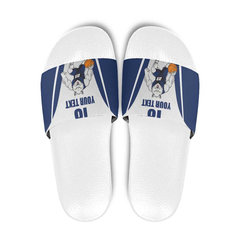 Finland Basketball Custom Slide Sandals Wolf Mascot Dynamic Style - Wonder Print Shop