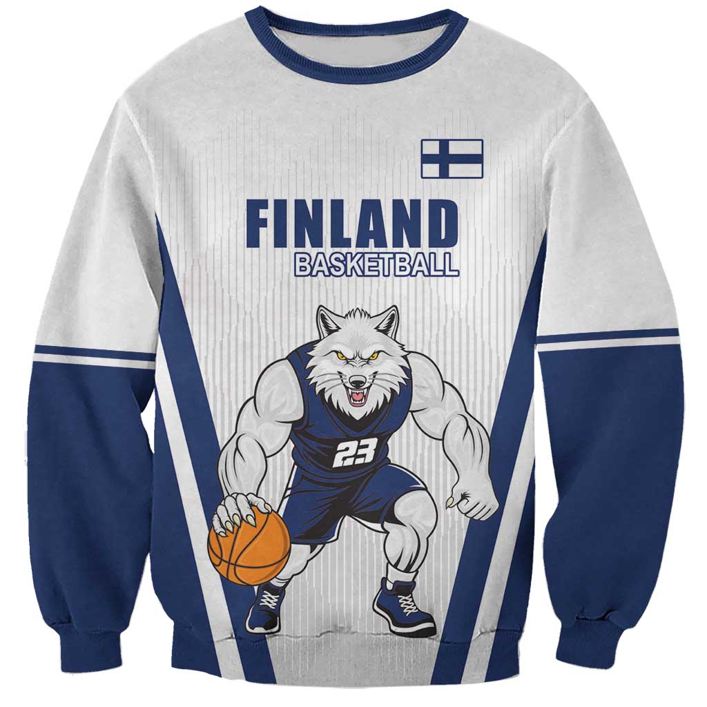Finland Basketball Custom Sweatshirt Wolf Mascot Dynamic Style - Wonder Print Shop