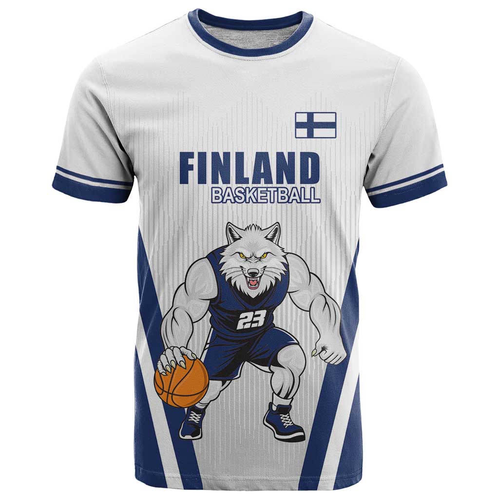 Finland Basketball Custom T Shirt Wolf Mascot Dynamic Style - Wonder Print Shop