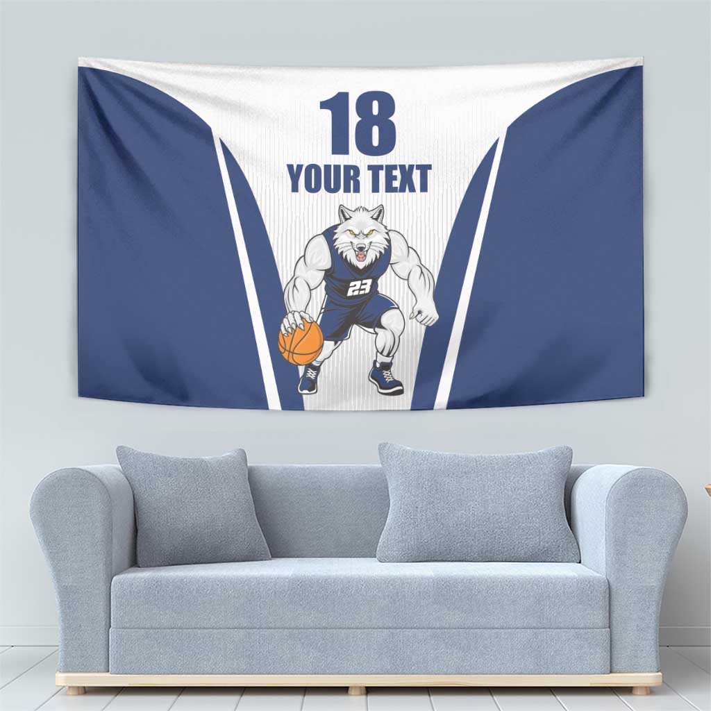 Finland Basketball Custom Tapestry Wolf Mascot Dynamic Style - Wonder Print Shop