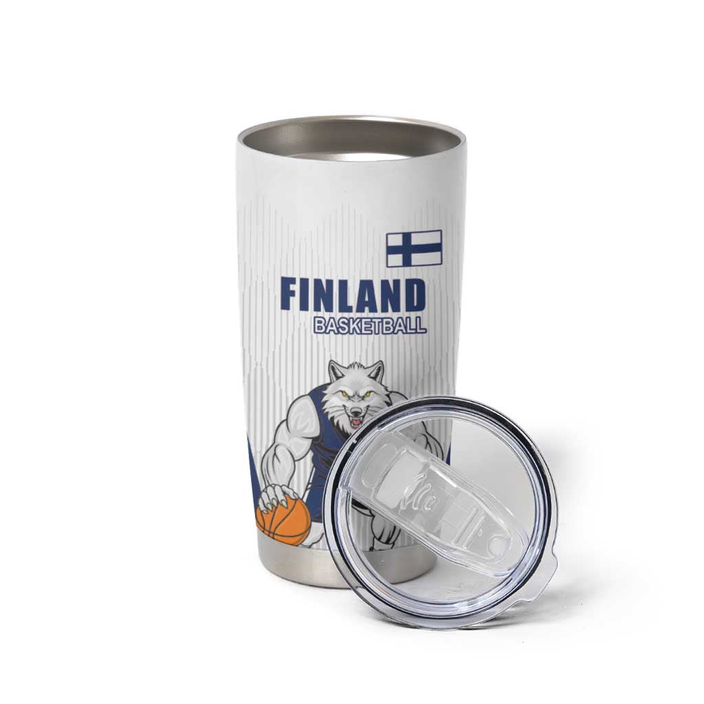 Finland Basketball Custom Tumbler Cup Wolf Mascot Dynamic Style - Wonder Print Shop