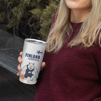Finland Basketball Custom Tumbler Cup Wolf Mascot Dynamic Style - Wonder Print Shop