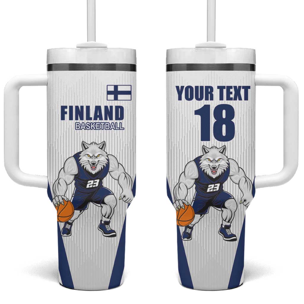 Finland Basketball Custom Tumbler With Handle Wolf Mascot Dynamic Style - Wonder Print Shop