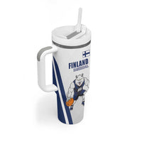 Finland Basketball Custom Tumbler With Handle Wolf Mascot Dynamic Style - Wonder Print Shop