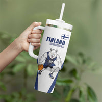 Finland Basketball Custom Tumbler With Handle Wolf Mascot Dynamic Style - Wonder Print Shop