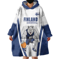 Finland Basketball Custom Wearable Blanket Hoodie Wolf Mascot Dynamic Style - Wonder Print Shop