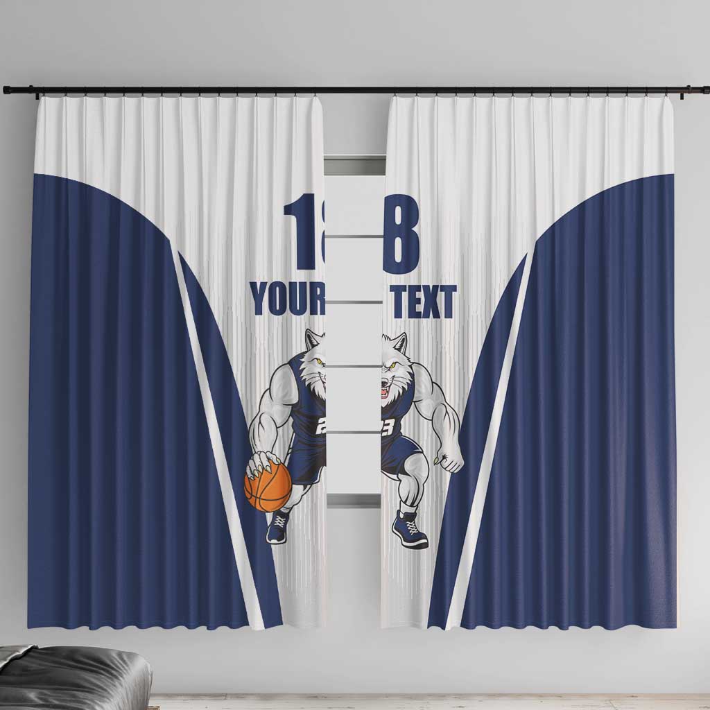Finland Basketball Custom Window Curtain Wolf Mascot Dynamic Style - Wonder Print Shop