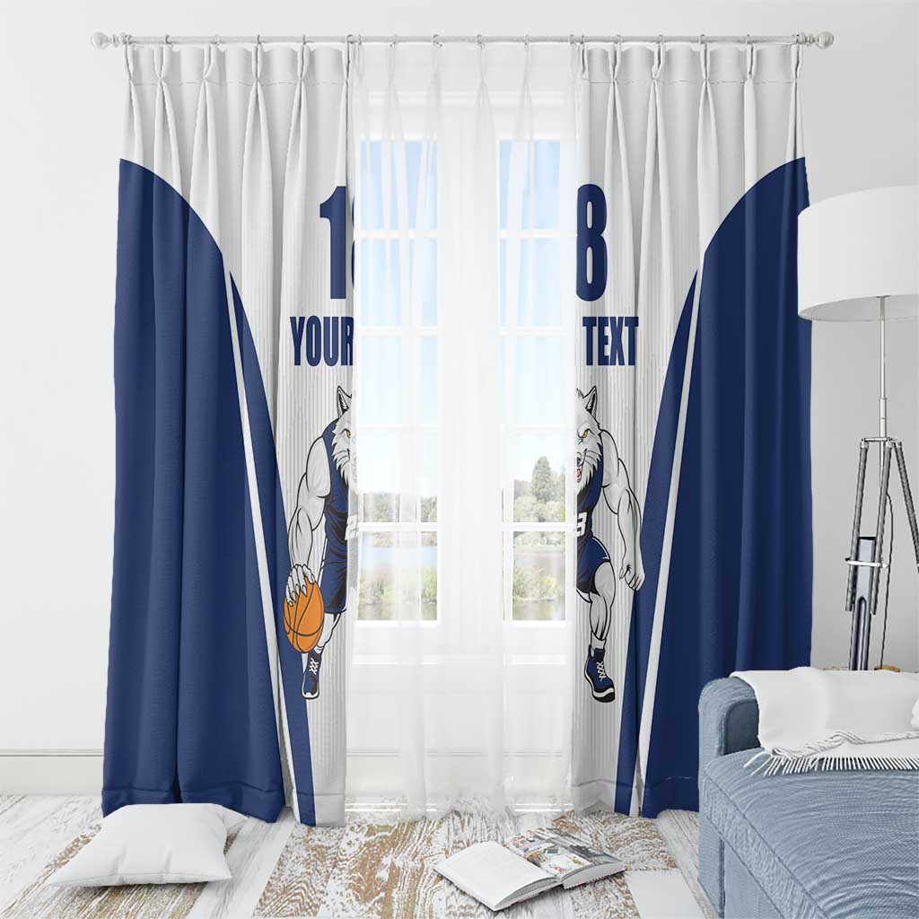 Finland Basketball Custom Window Curtain Wolf Mascot Dynamic Style - Wonder Print Shop