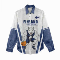 Finland Basketball Custom Women Casual Shirt Wolf Mascot Dynamic Style - Wonder Print Shop