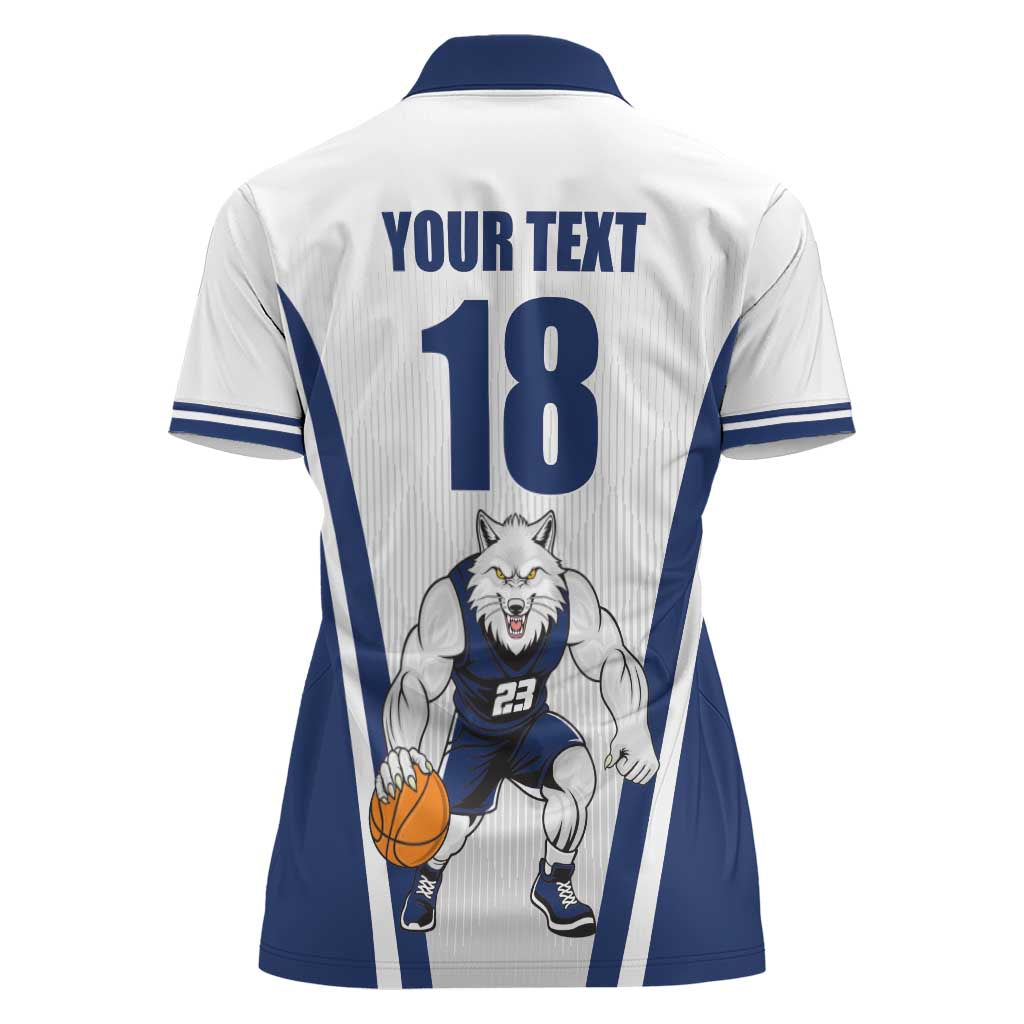 Finland Basketball Custom Women Polo Shirt Wolf Mascot Dynamic Style - Wonder Print Shop