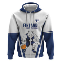 Finland Basketball Custom Zip Hoodie Wolf Mascot Dynamic Style - Wonder Print Shop