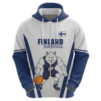 Finland Basketball Custom Zip Hoodie Wolf Mascot Dynamic Style - Wonder Print Shop
